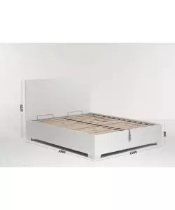 Letto matrimoniale 'hi box' bianco con rete, contenitore e piedini 160x190 cm